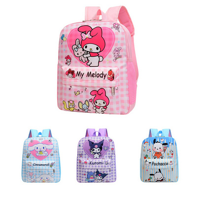 New Cute Kindergarten Schoolbag Sanrioes Primary School Kids 3-8 Years Old Kuromi Melody Cinnamoroll Dog Canvas Cartoon Backpack