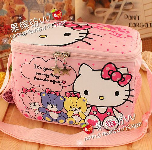 Wholesale Small Cute Cartoon Sanrioed Hk Children's Insulated Lunch Bento Box Doraemoned Kitty Canvas Shoulder Bag