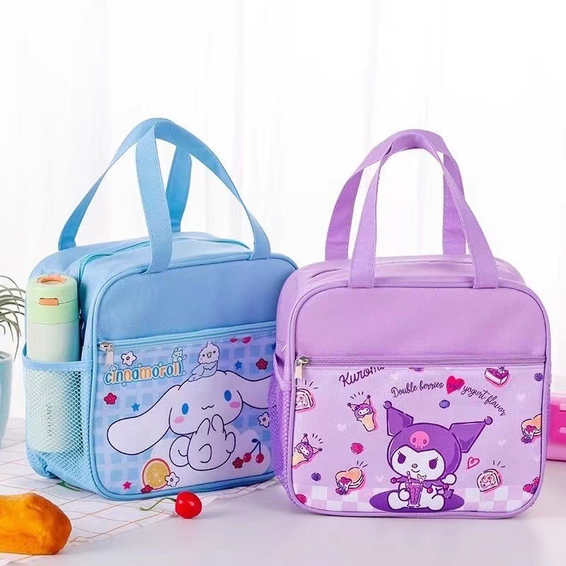 Kuromi Cute Pupil Lunch Box Insulated Tote Bag Children's Cartoon Doraemoned Thickened Aluminum Film Student Lunch Bento Bag