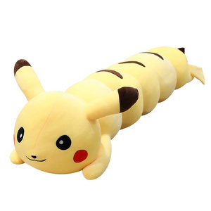 Cartoon Cute Pikachu Caterpillar Long Throw Pillow Pokemoned Large Bed Sofa Cushion Plush Toy Birthday Gift For Boys And Girls