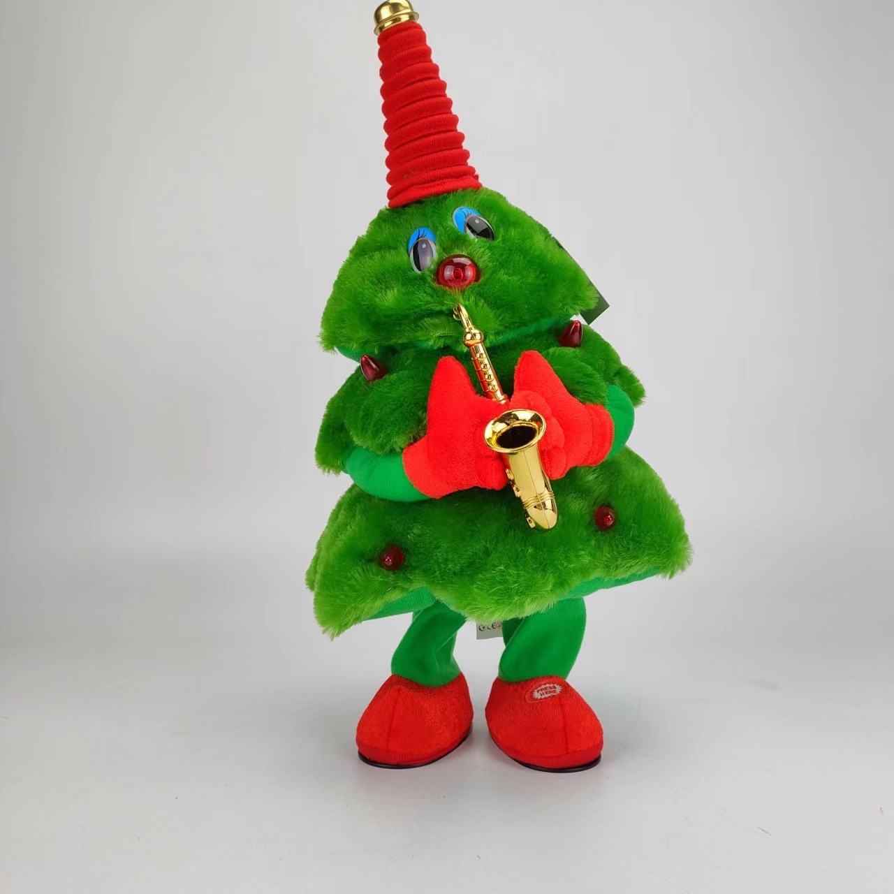 Christmas Gift Glowing Singing And Dancing Christmas Tree Doll Plush Toy Children's Gift Tiktok Santa Musical Instrument Trumpet