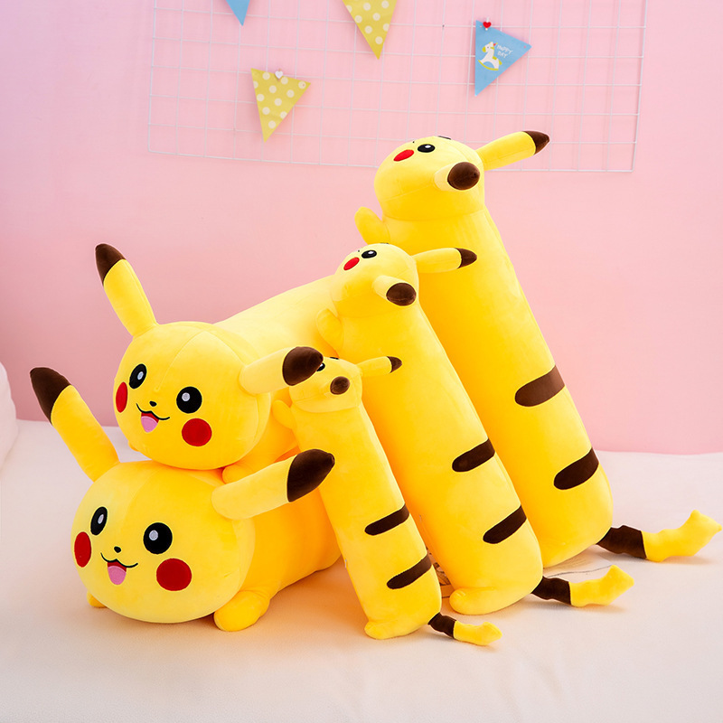 New Yellow Cartoon Pikachu Throw Pillow Doll Pokemoned Long Stuffed Plush Toy Bed Clamping Leg Doll Wholesale