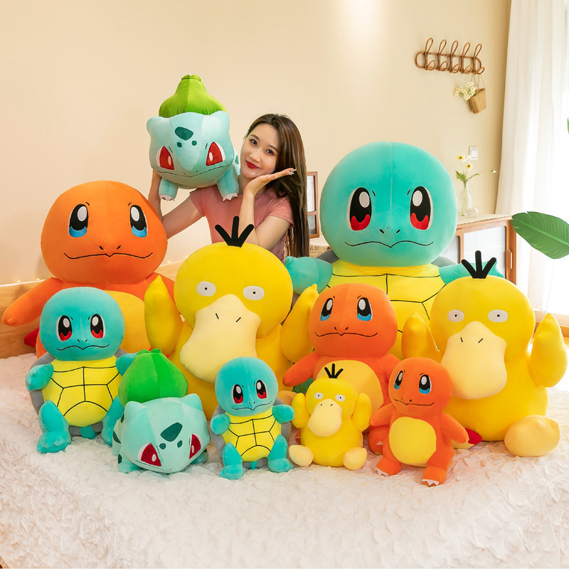 Wholesale Large Cartoon Pokemoned Charmander Dragon /Squirtle Plush Toy Cute Psyduck/Bulbasaur/Pikachu Figure Doll Pillow