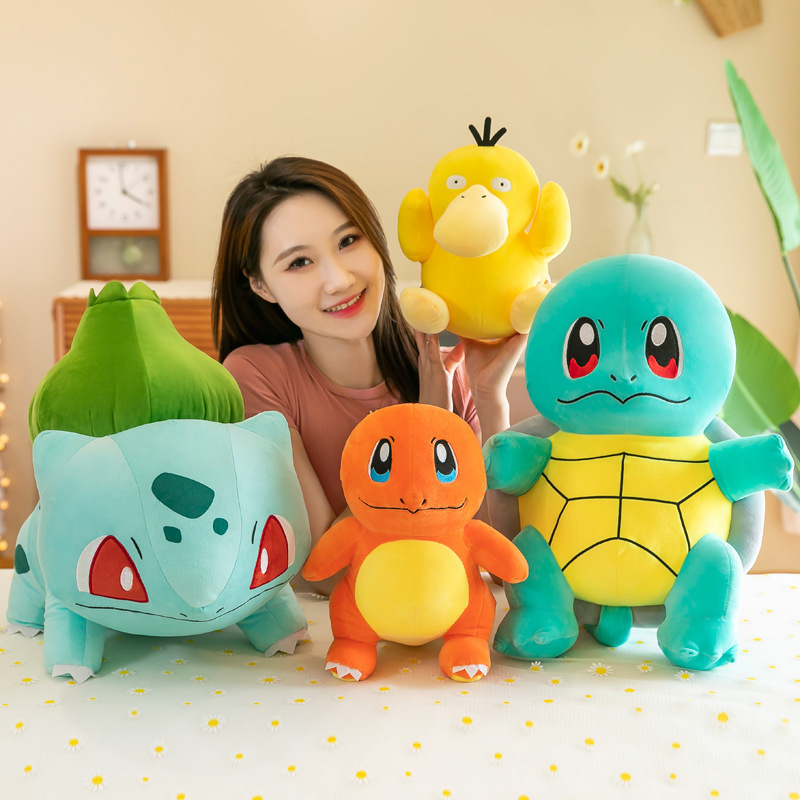 Wholesale Large Cartoon Pokemoned Charmander Dragon /Squirtle Plush Toy Cute Psyduck/Bulbasaur/Pikachu Figure Doll Pillow