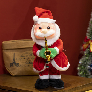 Tiktok Santa Musical Instrument Trumpet Christmas Gift Glowing Singing And Dancing Christmas Tree Doll Plush Toy Children's Gift