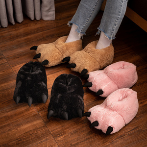 Winter Cartoon Home Stuffed Animal Domineering Cat Paw Plush Cotton Drag Bag And Warm Cotton For Men And Women Claw Slippers