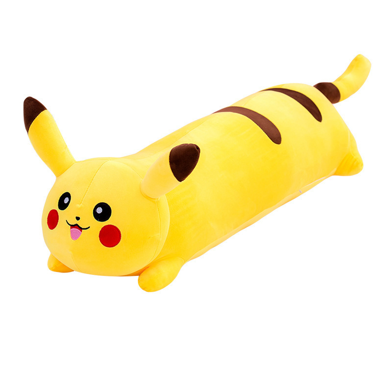 New Yellow Cartoon Pikachu Throw Pillow Doll Pokemoned Long Stuffed Plush Toy Bed Clamping Leg Doll Wholesale