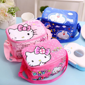 Wholesale Small Cute Cartoon Sanrioed Hk Children's Insulated Lunch Bento Box Doraemoned Kitty Canvas Shoulder Bag