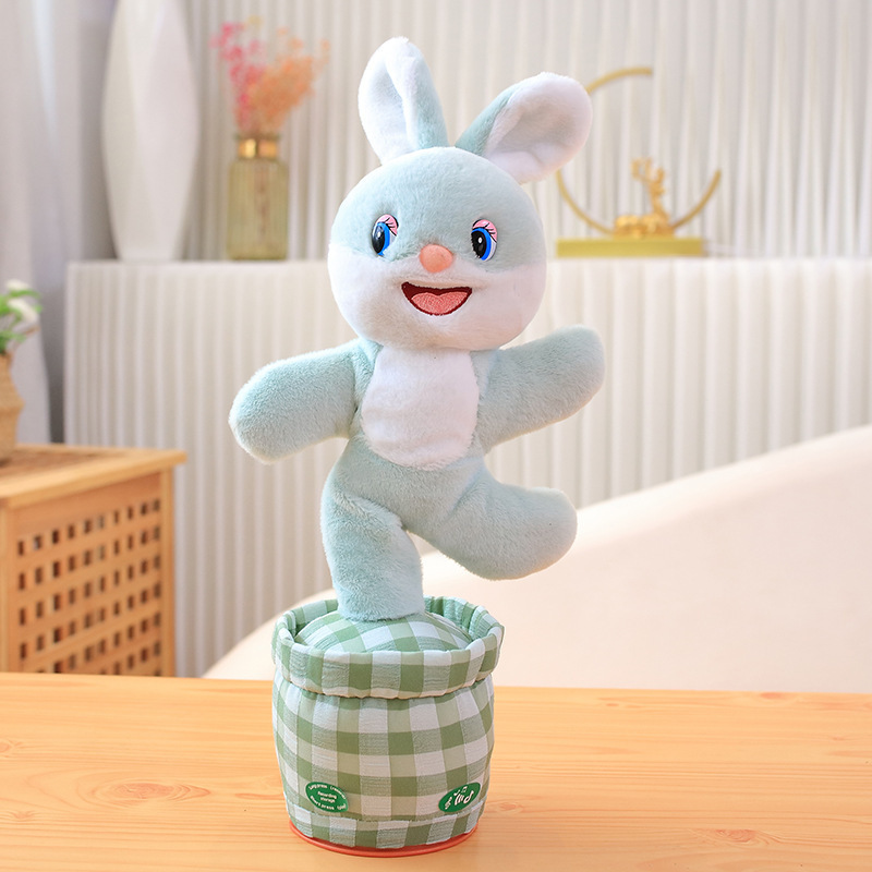 Tiktok Sing Dance Learn To Talk Electric Animal Rabbit Cow Rose Potted Plant Plush Toy Light Music Decoration Plush Twister Toy