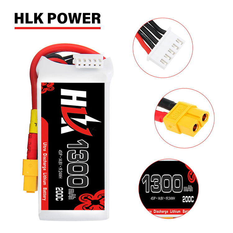 Wholesale Rc Drone Fpv 200C 14.8V 1300mAh 4S Lithium Polymer Battery 4Cell Lipo Battries