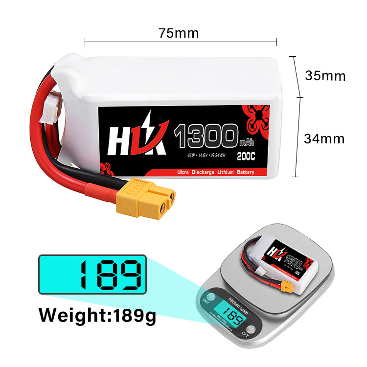 Wholesale Rc Drone Fpv 200C 14.8V 1300mAh 4S Lithium Polymer Battery 4Cell Lipo Battries