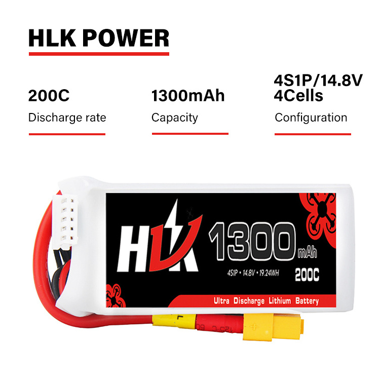 Wholesale Rc Drone Fpv 200C 14.8V 1300mAh 4S Lithium Polymer Battery 4Cell Lipo Battries