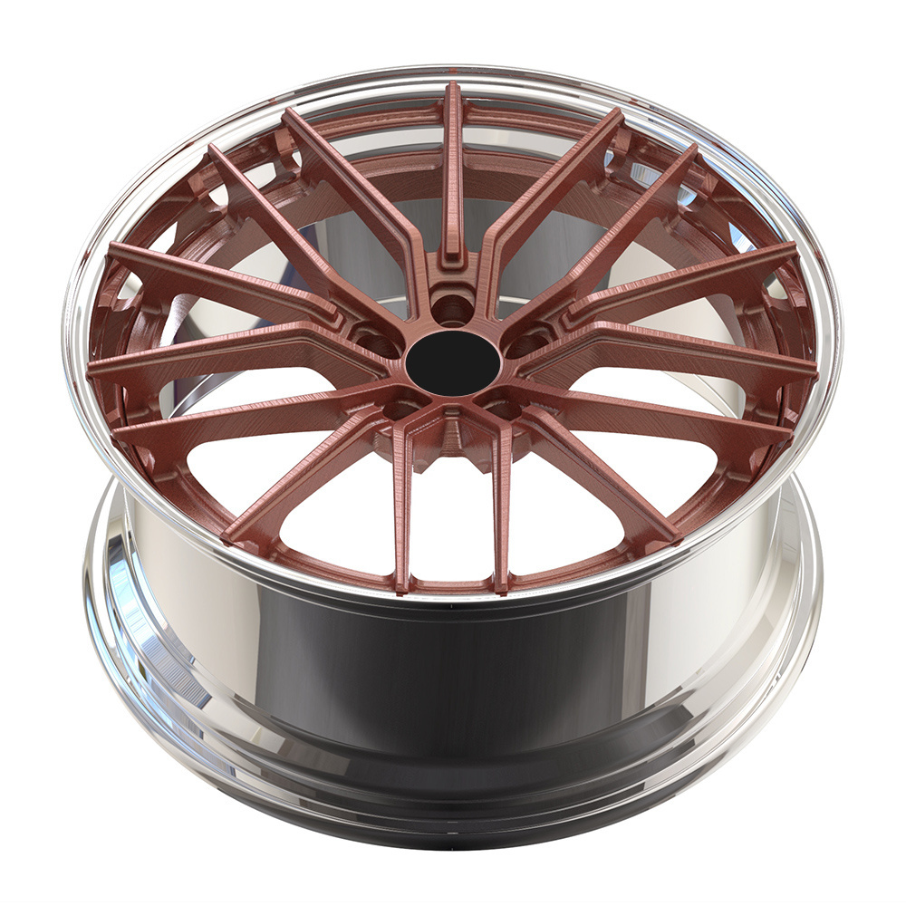 Hllwheels Good Quality 2-Piece Forged 5*112 20 inch rose gold car wheel rims for Golf