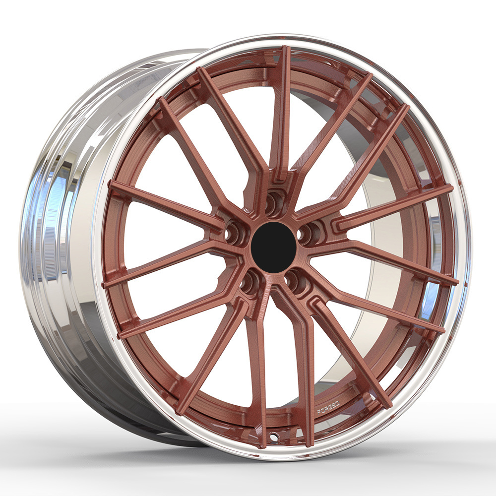 Hllwheels Good Quality 2-Piece Forged 5*112 20 inch rose gold car wheel rims for Golf