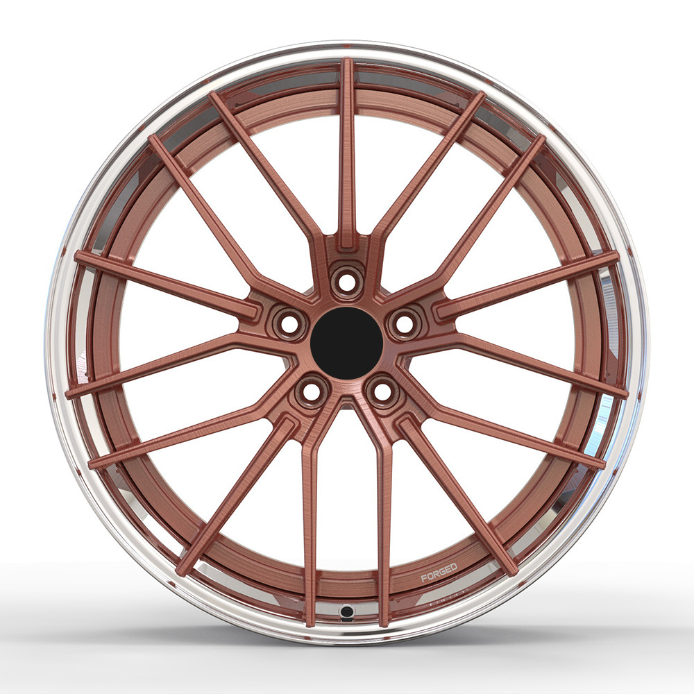 Hllwheels Good Quality 2-Piece Forged 5*112 20 inch rose gold car wheel rims for Golf