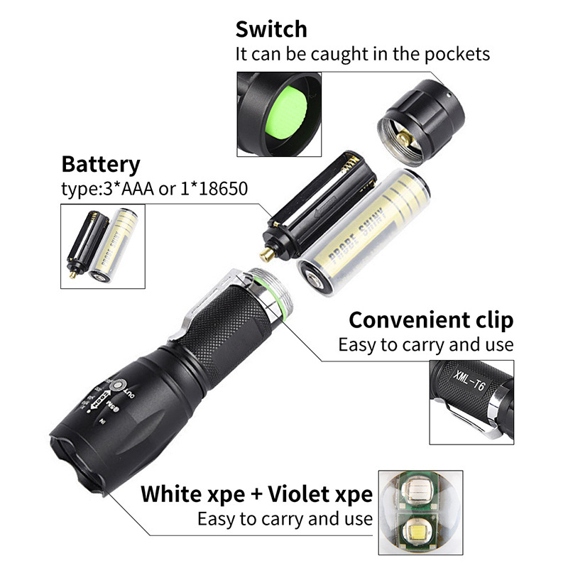 led torch flashlights rechargeable battery hunting super bright flashlight for camping fishing