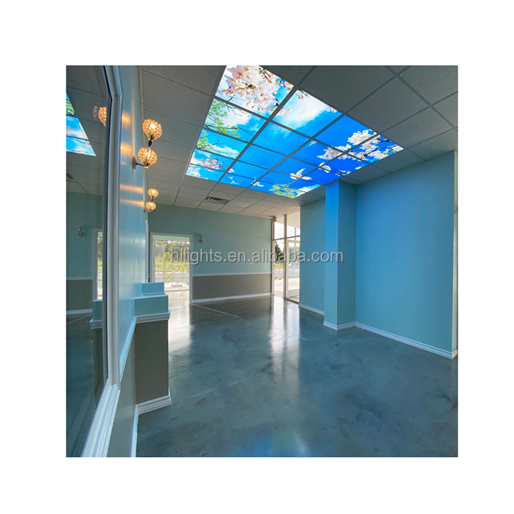 600x600 led skylight blue sky and cloud led ceiling panel light edge lit 2*2 ft 40W 60W