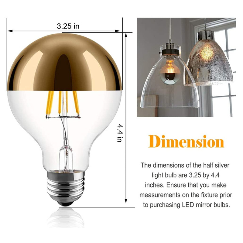 half gold globe led filament bulb e27 lights 6W 60W LED Edison bulbs G80 G95