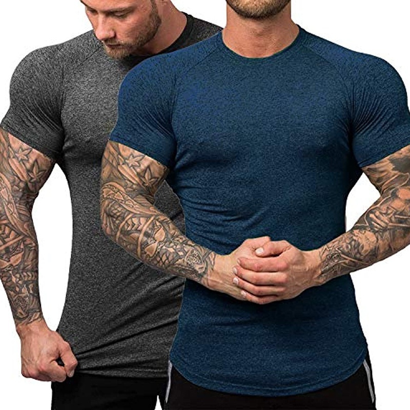 Workout Gym Breathable Compression athletic Quick Dry Training Tops custom logo 90% polyester 10% spandex t shirt