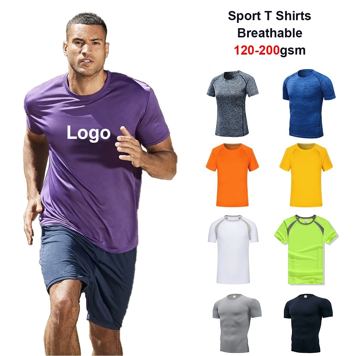 2023 Free Sample Moisture Wicking blank Running t-shirt Plain Quick Dry Workout Sport tshirt camiseta Custom Polyester t shirt