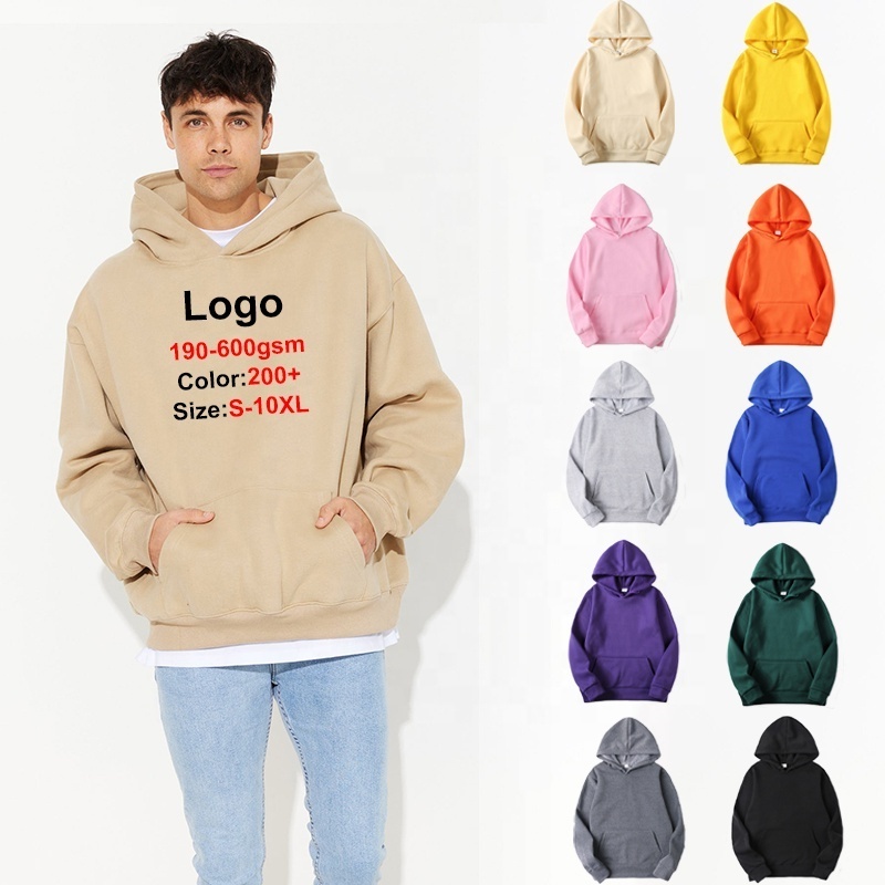 Heavyweight Pullover 100% Cotton Logo Hooded Plus Size Men's 400 500 GSM Thick  Custom Oversized Heavy Weight Hoodies