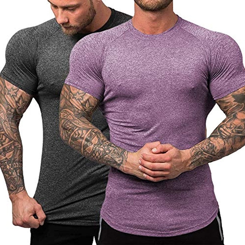 Workout Gym Breathable Compression athletic Quick Dry Training Tops custom logo 90% polyester 10% spandex t shirt