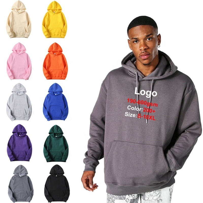 Heavyweight Pullover 100% Cotton Logo Hooded Plus Size Men's 400 500 GSM Thick  Custom Oversized Heavy Weight Hoodies