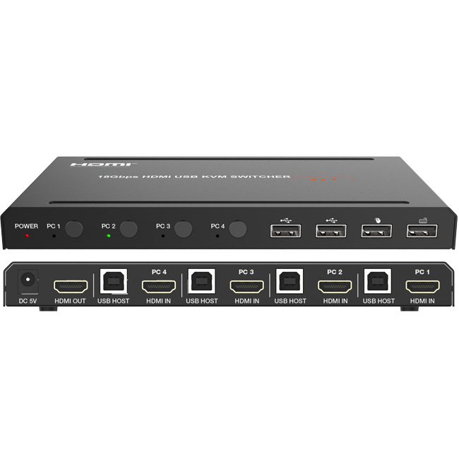 4K@60Hz HDR HDMI Switch 4 Port KVM Switch with 60Hz HDMI 4x1 HDMI KVM Switch Home Audio Video