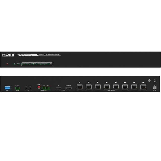 1x8 4K HDMI HDBaset Splitter Distribution Amplifier Includes 8 RX upto 150m for home theatre system