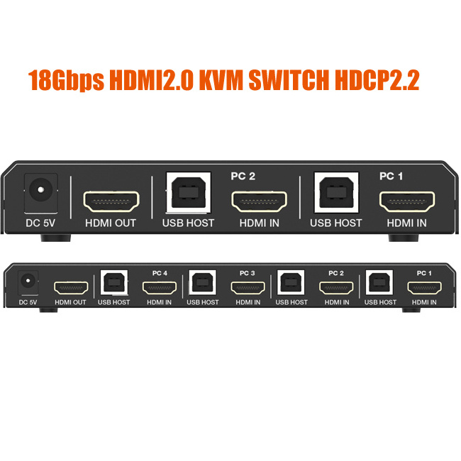 4K@60Hz HDR HDMI Switch 4 Port KVM Switch with 60Hz HDMI 4x1 HDMI KVM Switch Home Audio Video