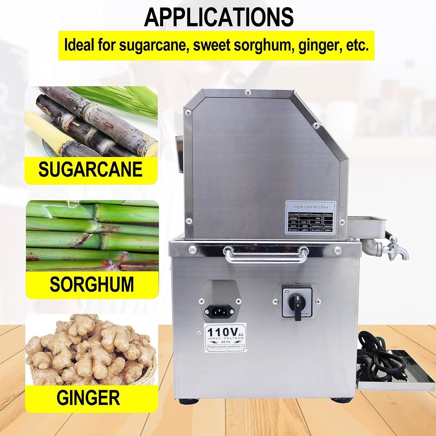 Stainless Steel Electric Sugarcane Extractor Sugar Cane Juice Squeezer Sugarcane Juicer Machine