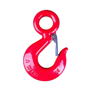 HLM drop forged painted us type 320a lifting eye hoist hook with safety latch eye hook with latch