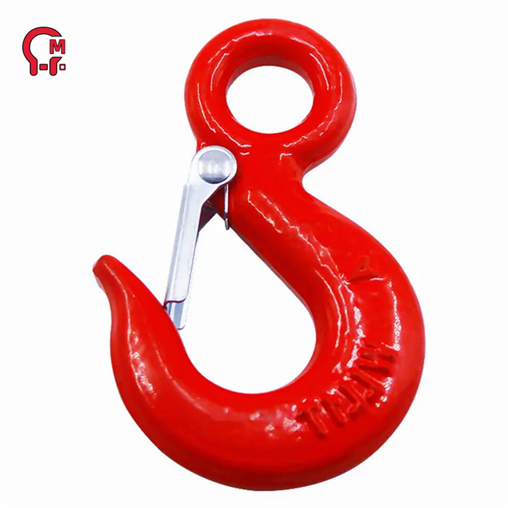 HLM drop forged painted us type 320a lifting eye hoist hook with safety latch eye hook with latch