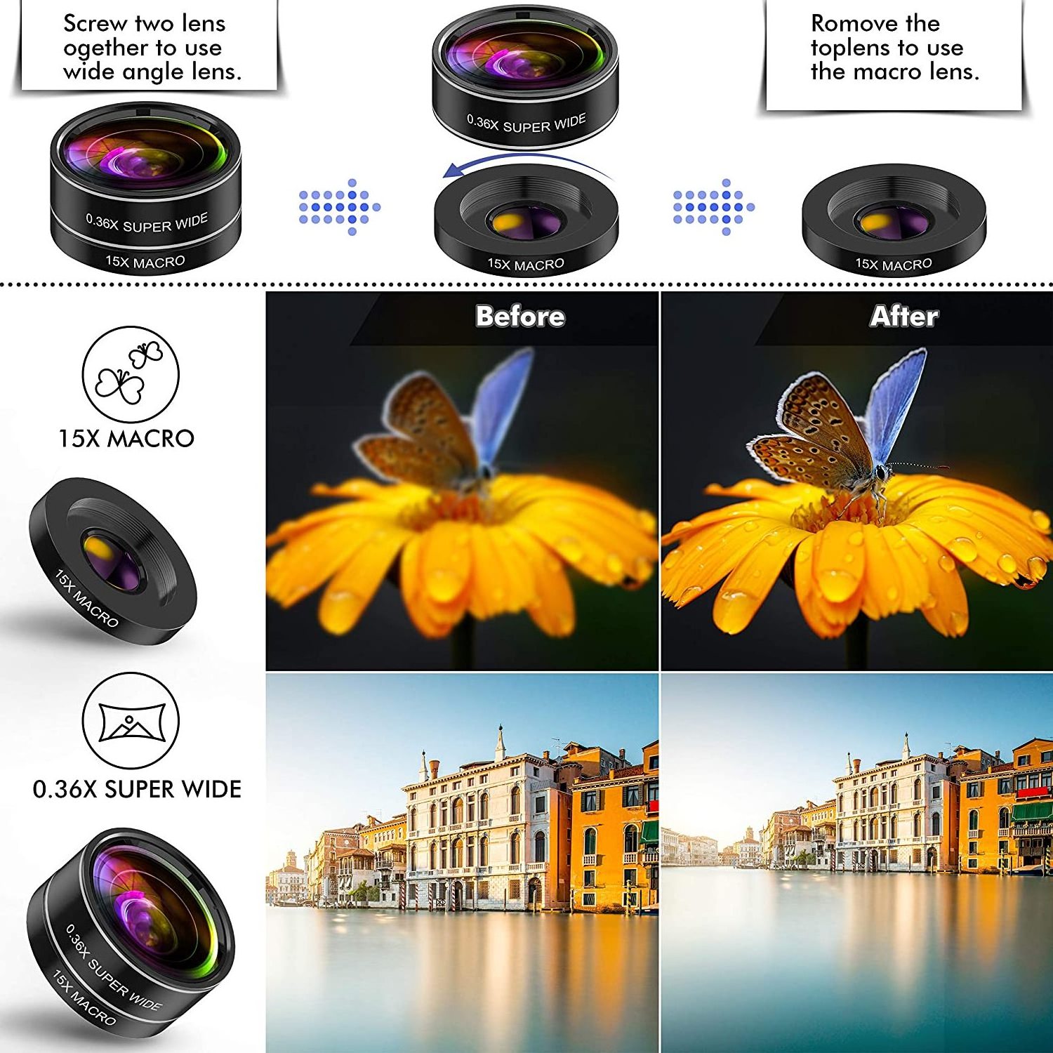 hot amazon cell phone accessories zoom wide angle camera 9 in 1 lens kit for mobile phone camera lens