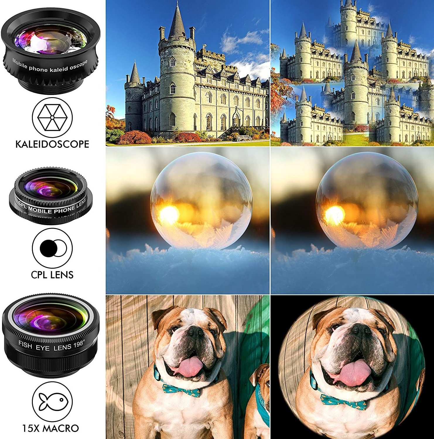 hot amazon cell phone accessories zoom wide angle camera 9 in 1 lens kit for mobile phone camera lens