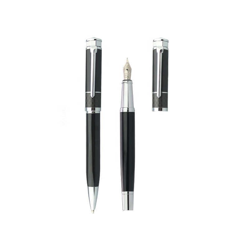 Luxury brand black matte metal fountain pen ink with custom logo For Men and Women