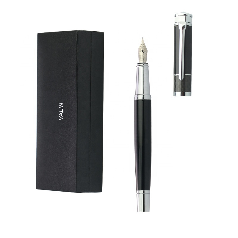 Luxury brand black matte metal fountain pen ink with custom logo For Men and Women