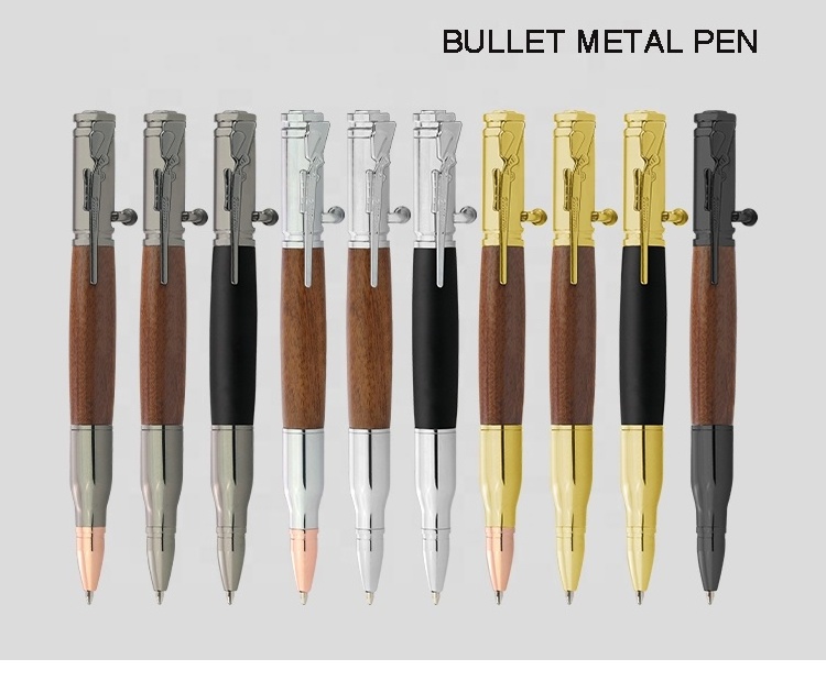 Gun Metal Bolt Action Bullet Shaped Ballpoint Ink Alpen Gold Pen with Rifle Design Clip Gun Metal Rifle Bullet Pen Kits