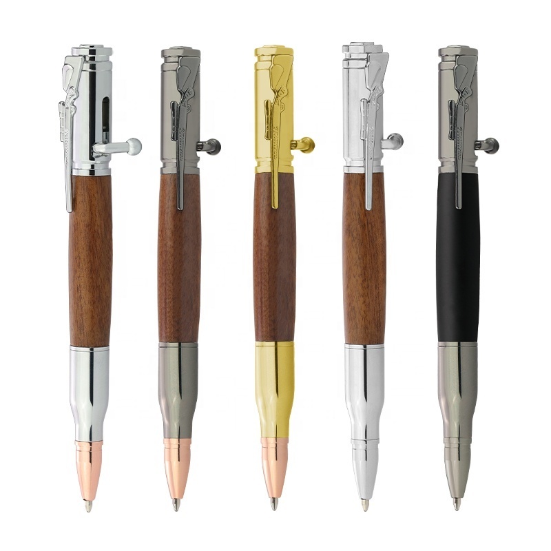 Gun Metal Bolt Action Bullet Shaped Ballpoint Ink Alpen Gold Pen with Rifle Design Clip Gun Metal Rifle Bullet Pen Kits