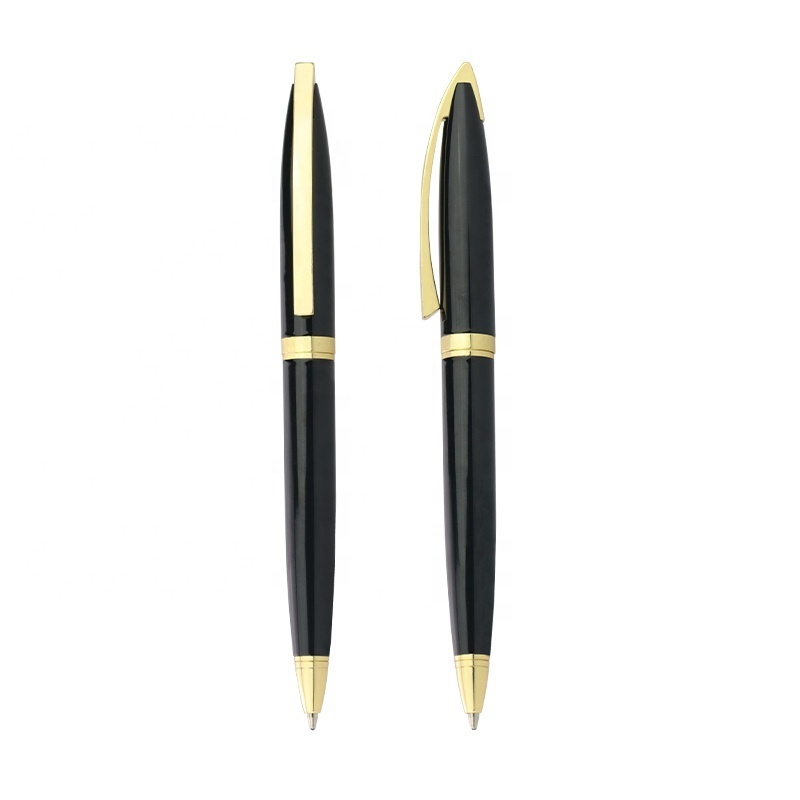 Luxury Executive Office Black Gloss Pen With Gold Finish Promotion Logo Advertising Ball Pen Business Gift Set for Men & Women