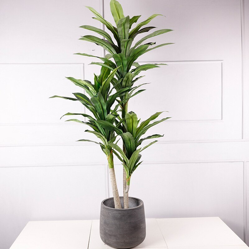 Indoor Evergreen Plastic artificial Plants with Pots Artificial Trees faux Dracaena Fragrans