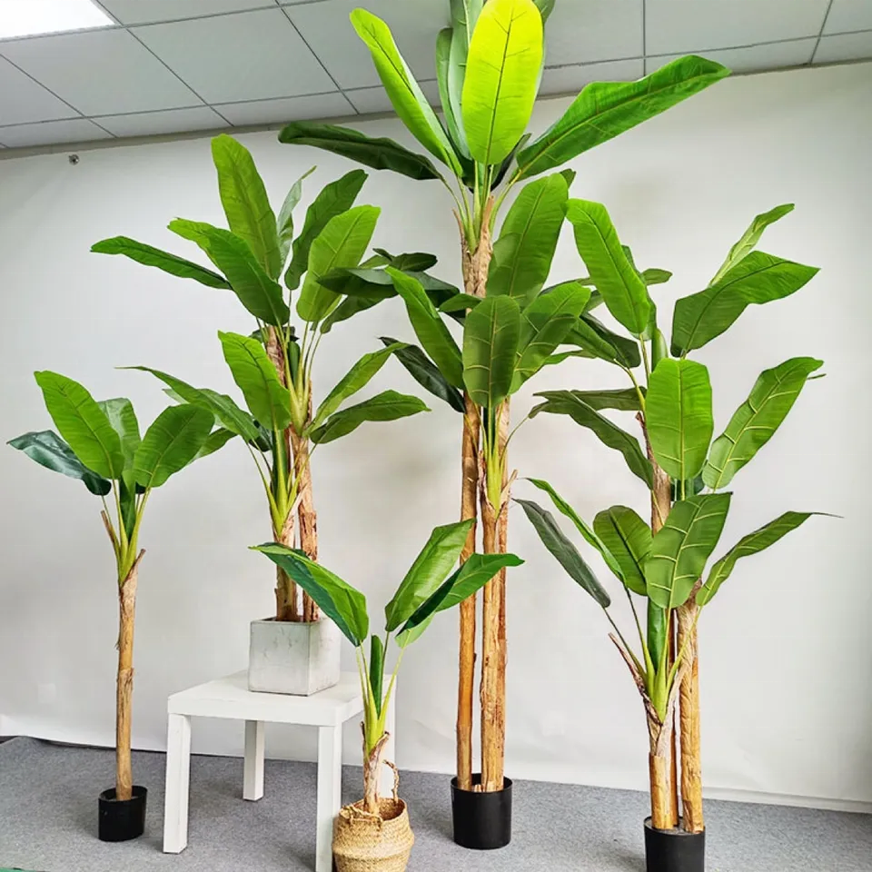 Silk Artificial Plants Decoration Bonsai Tree Banana Plant Pot Fake Plant Artificial Plastics Garden faux Palm Olive Tree