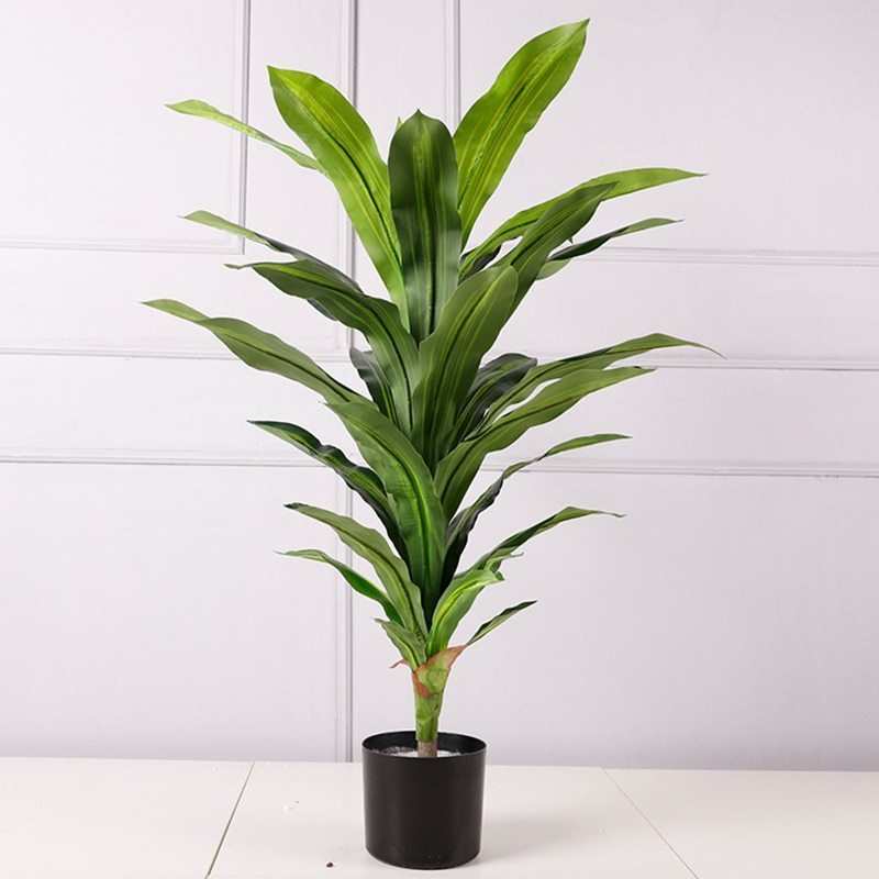 Indoor Evergreen Plastic artificial Plants with Pots Artificial Trees faux Dracaena Fragrans