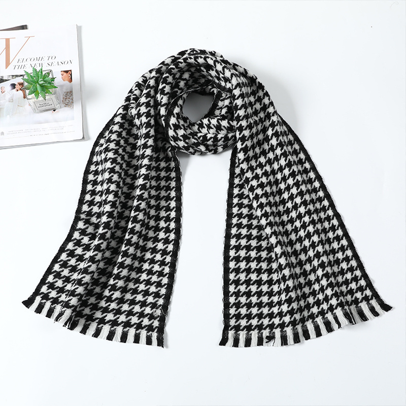 2023 new fall women's scarf cashmere thousand bird check thickened warm scarf and shawl