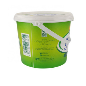 wholesale eco friendly customized logo printing IML 1kg Large Round Yogurt plastic container yogurt packaging box with handle