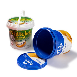 Eco friendly Cheap wholesale OEM 1000ml  iml plastic yogurt container 1L nuttelex iml plastic tub sealable yogurt bucket