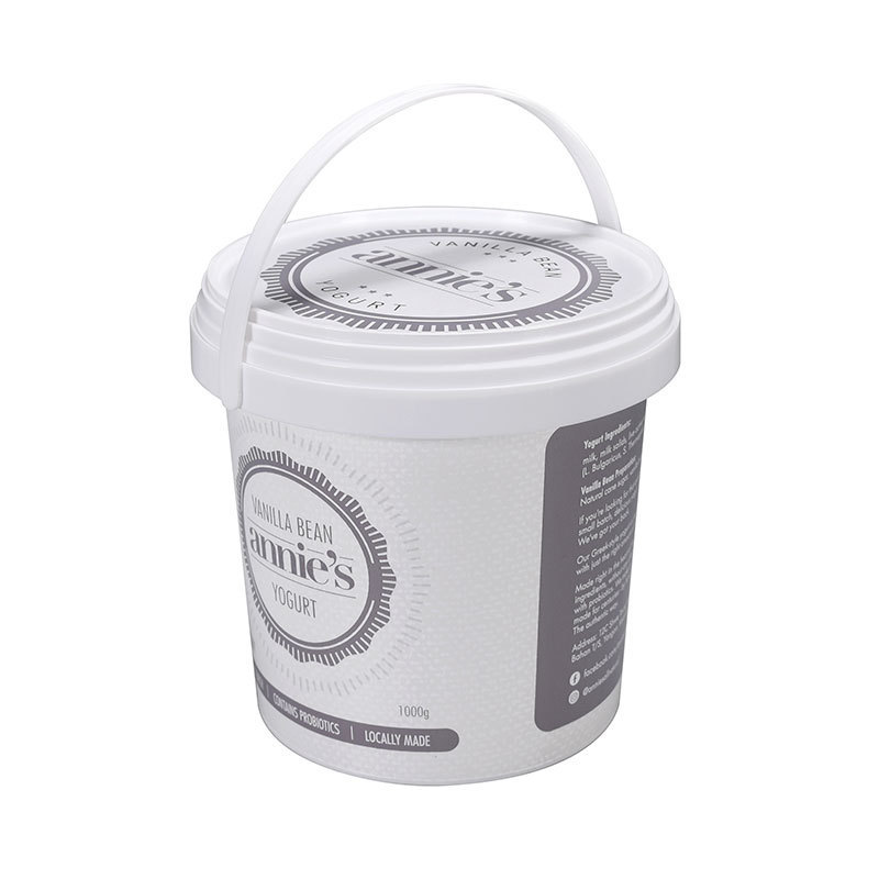 Disposable recyclable round pp IML ice cream container yogurt milk plastic bucket  with lid