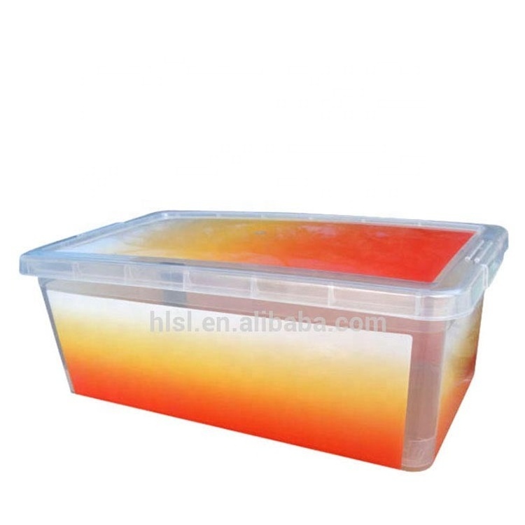 Wholesale OEM custom logo printed IML packaging rectangle transparent plastic shoe box storage