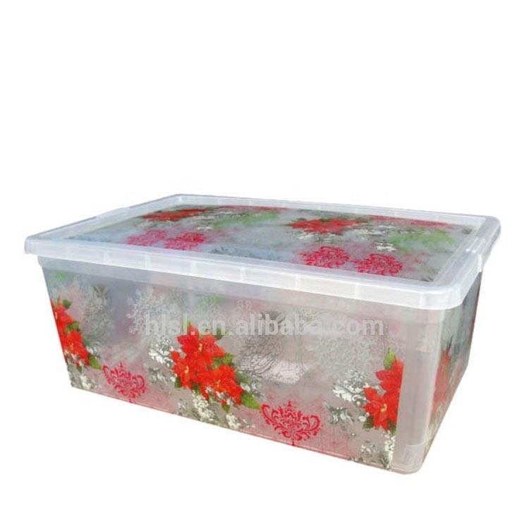 Wholesale OEM custom logo printed IML packaging rectangle transparent plastic shoe box storage