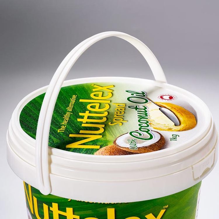 Eco friendly Cheap wholesale OEM 1000ml  iml plastic yogurt container 1L nuttelex iml plastic tub sealable yogurt bucket